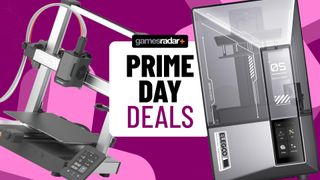 An Anycubic Kobra 3 and Elegoo Saturn 4 Ultra beside a Prime Day deals badge